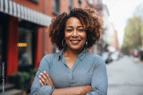 Portrait of a middle aged body positive senior African American woman