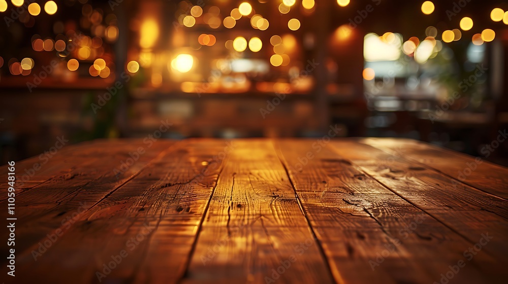 Empty wooden table with christmas theme in background, Warm Glow: A Cozy Evening at a Wooden Table Empty wooden table with christmas theme in background, Warm Glow: A Cozy Evening at a Wooden Table