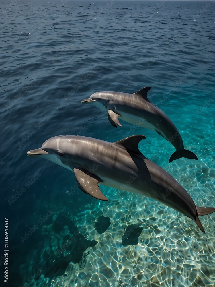 Fototapeta premium Dolphins swimming in Egypt.