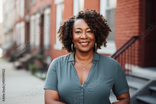 Portrait of a middle aged body positive senior African American woman