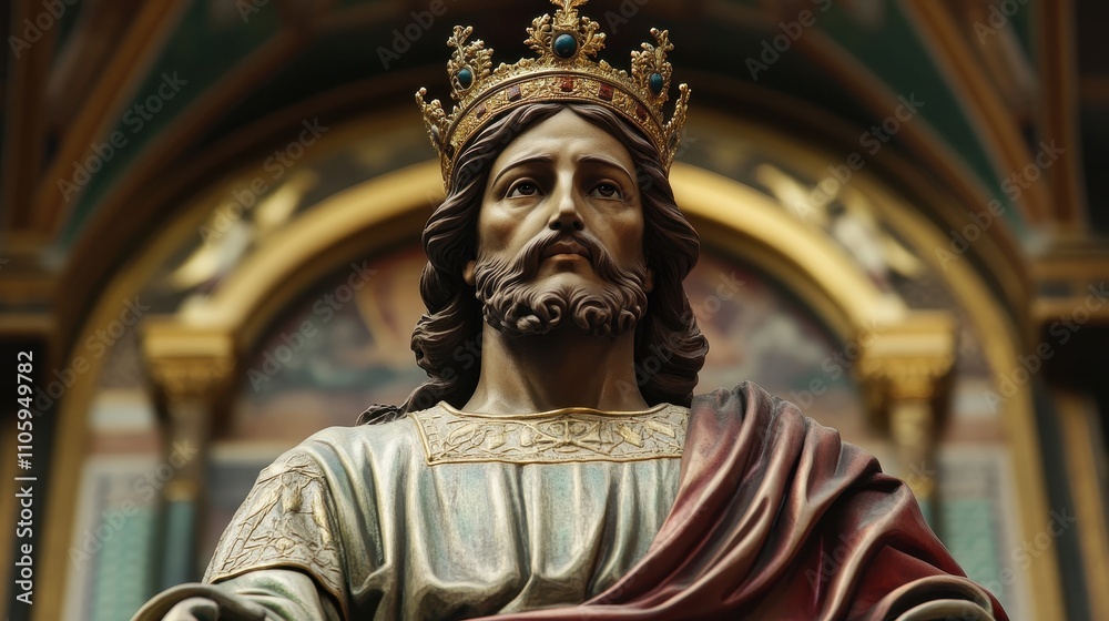 Majestic Statue of a Regal King in Grand Setting Majestic Statue of a Regal King in Grand Setting
