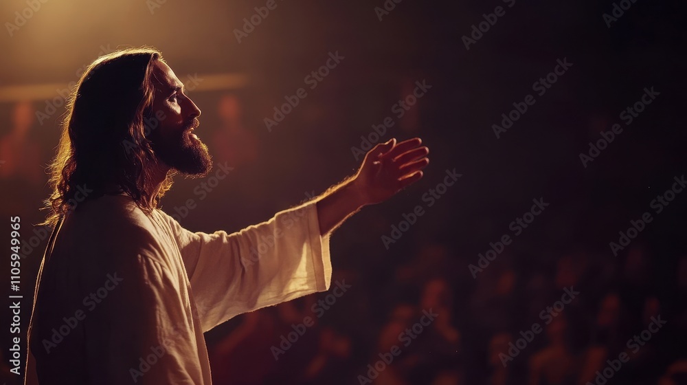 Inspirational Figure Speaking to a Crowd Inspirational Figure Speaking to a Crowd