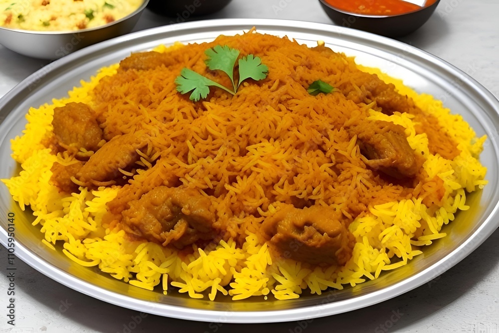 Indian traditional 'Biriyani recipe' in the plate, most popular food recipe in india, people also very liked this one, close up pic, Indian traditional 'Biriyani recipe' in the plate, most popular food recipe in india, people also very liked this one, close up pic,