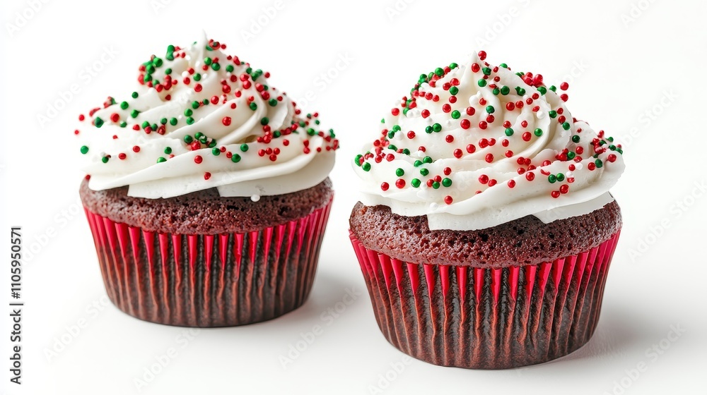 Christmas themed Cupcakes with Festive Frosting and Sprinkles Christmas themed Cupcakes with Festive Frosting and Sprinkles