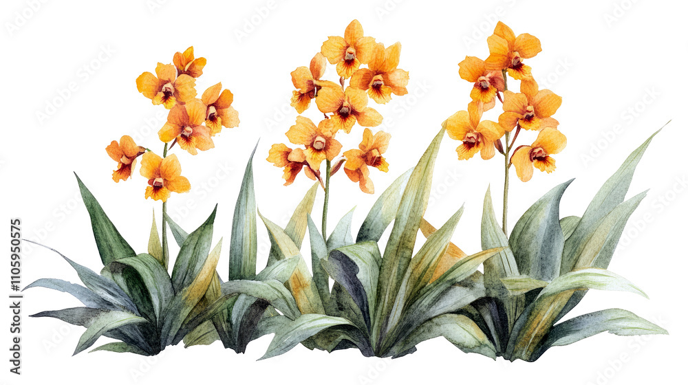 Obraz premium yellow moon orchid or Phalaenopsis amabilis water color illustration