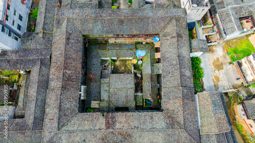 Zhongchuan Ancient Village of Yongding Tulou in Longyan City, Fujian Province in early summer photo