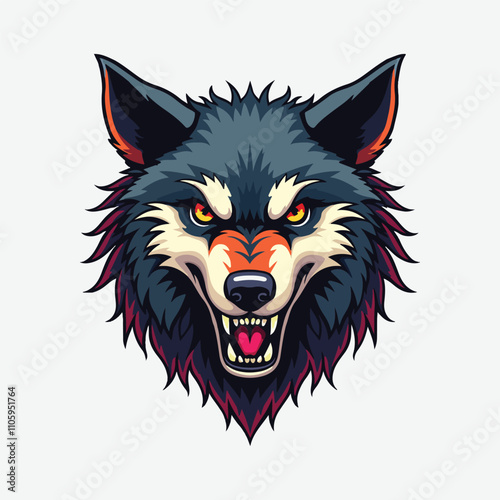  Fierce Wolf Portrait: A meticulously illustrated headshot of a formidable wolf, showcasing its intense gaze and sharp teeth.