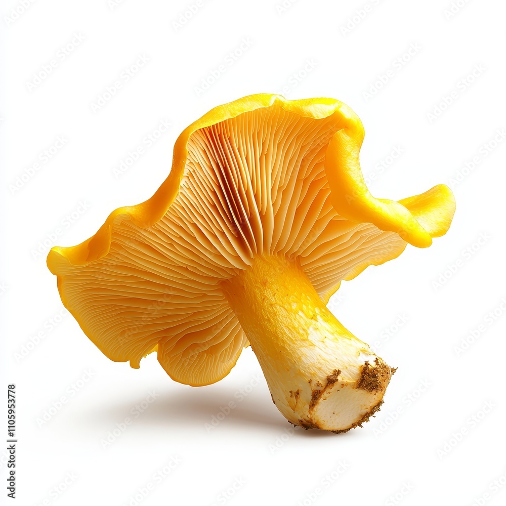 Captivating Golden Chanterelle Mushroom with Wavy Edges and Delicate Texture Captivating Golden Chanterelle Mushroom with Wavy Edges and Delicate Texture