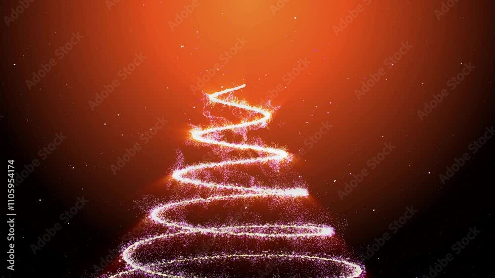 Árbol de navidad con partículas y final con la palabra Feliz Navidad en español