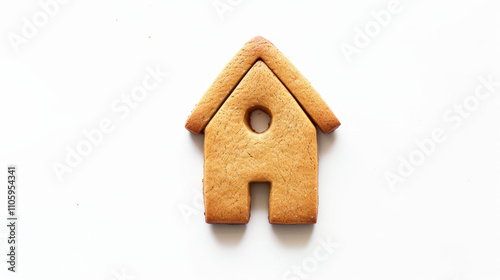 gingerbread house shaped cookie for christmas photo
