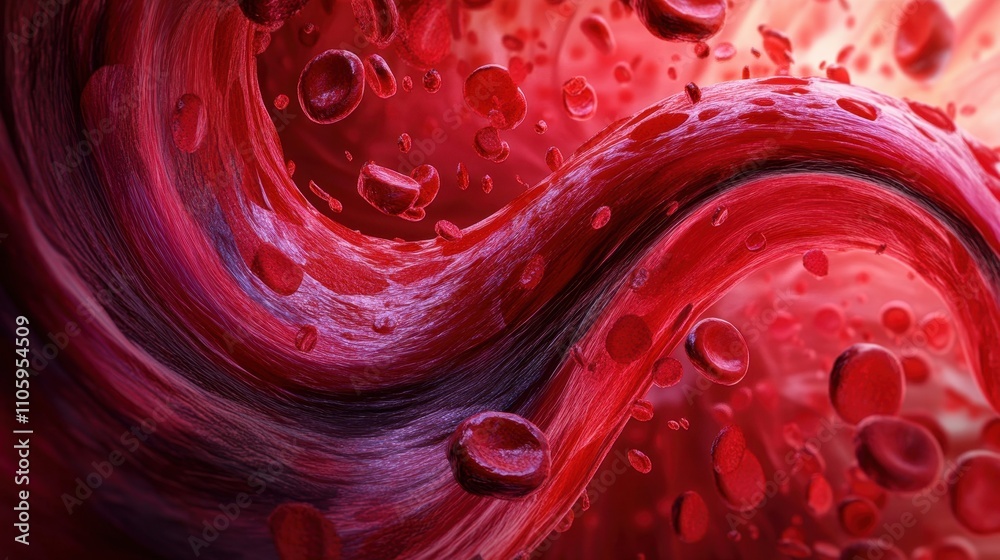 Abstract Flowing Blood with Red Cells in Motion Abstract Flowing Blood with Red Cells in Motion