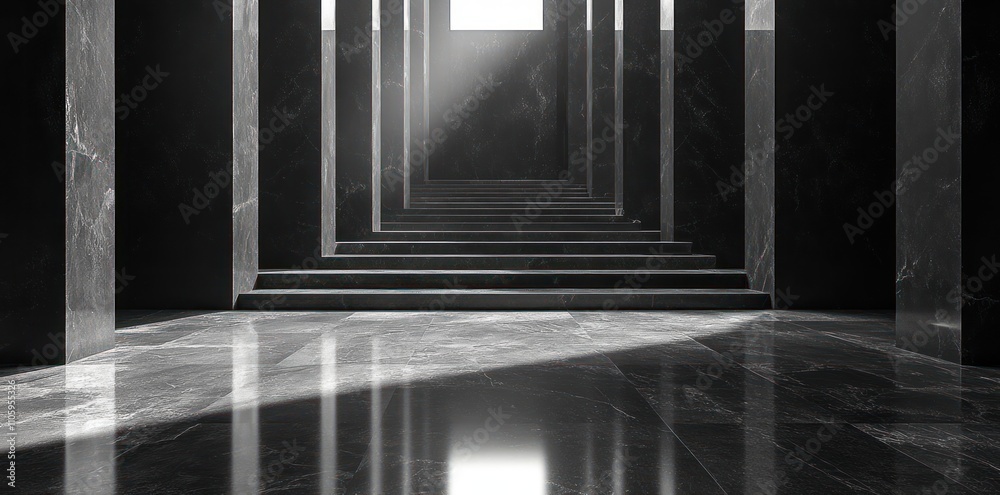 Dark Marble Hallway With Steps Leading To Light Dark Marble Hallway With Steps Leading To Light