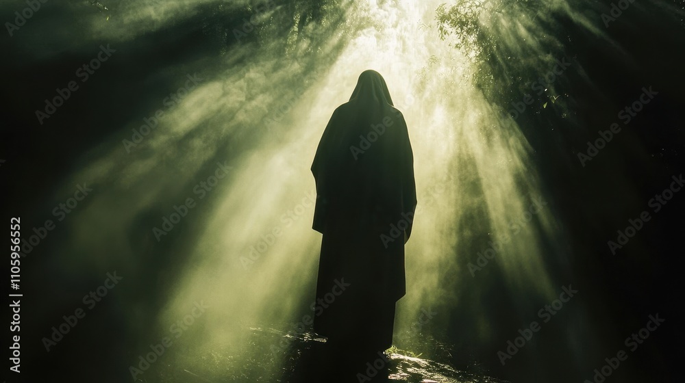 Mysterious Figure in Ethereal Light Rays Mysterious Figure in Ethereal Light Rays