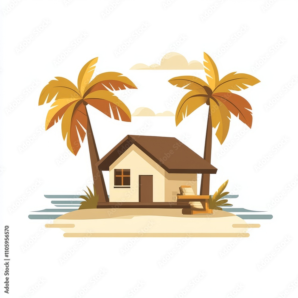 Obraz premium Beachfront Cottage on a Tropical Island