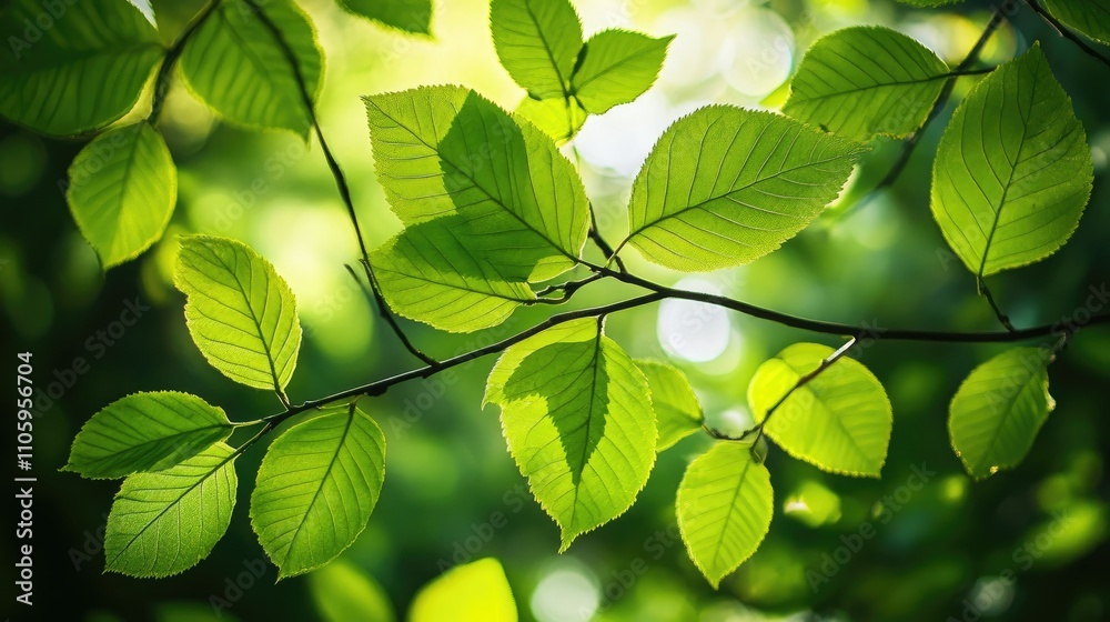 Fresh green leaves on tree branches Fresh green leaves on tree branches