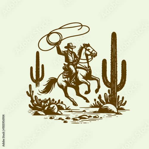 Western Cowboy riding a galloping horse