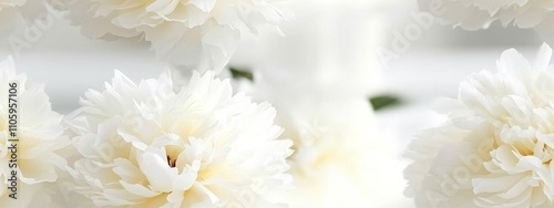 seamless of Closeup view of white peony flower. Soft pastel wedding background. Banner for website. , isolated on white background, , copy space, copy space for text,