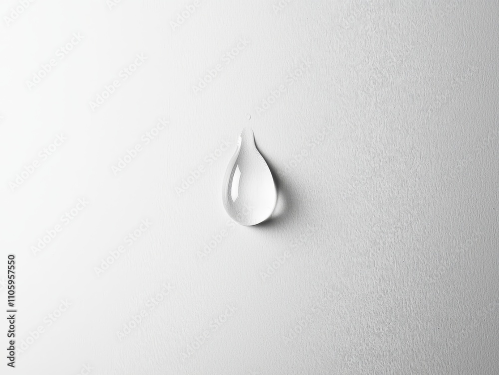 Fototapeta premium A Solitary Tear Glistening on a Bright White Surface