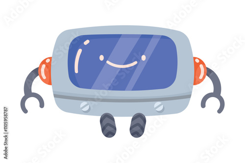Robot and Modern Electronic Humanoid Machine Vector Illustration