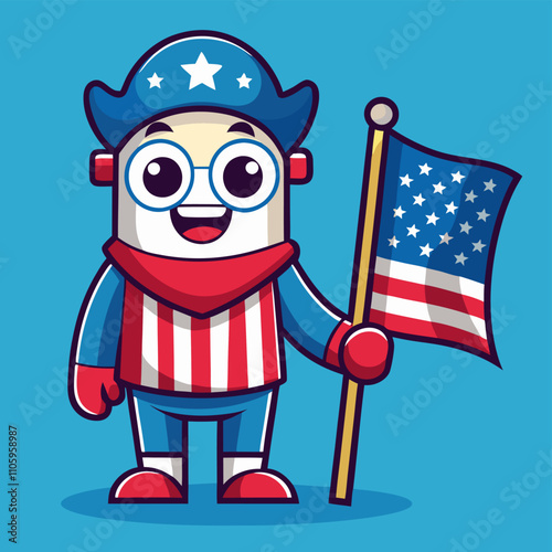 Patriotic American Flag Cartoon Vector Design photo