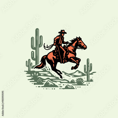 Western Cowboy riding a galloping horse