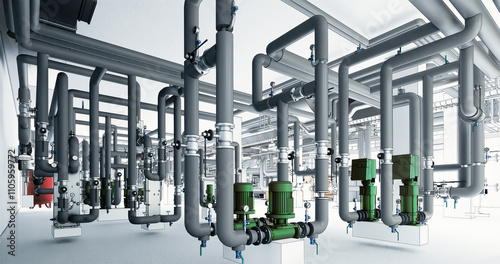 Conceptual visualization of drawing style of utilities at BIM technology