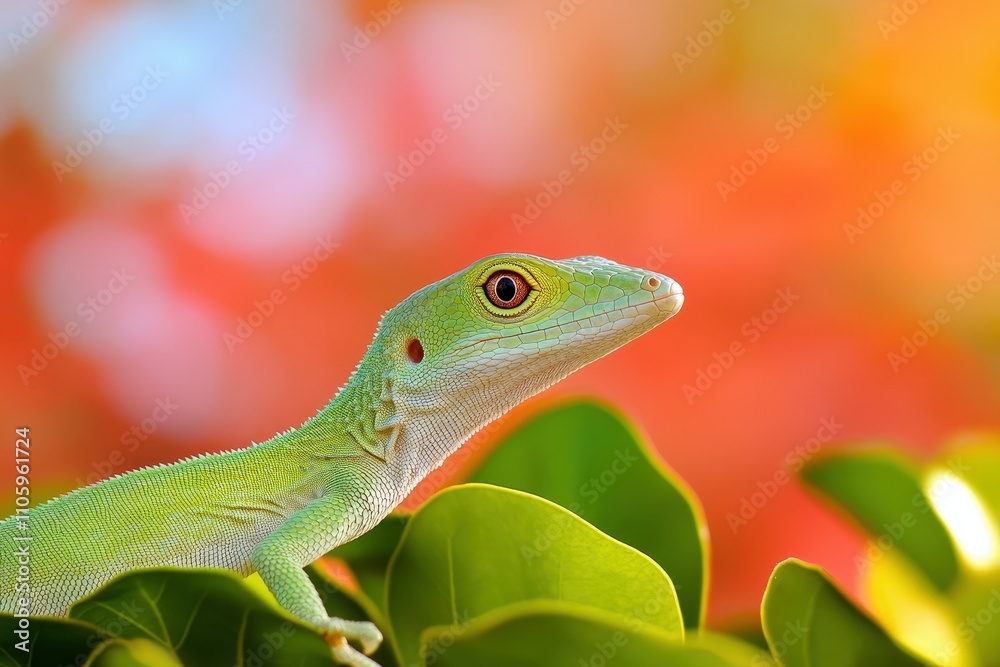 Green Anole relaxing on a branch - Shadow Creek Ranch Nature Trail. Beautiful simple AI generated image Green Anole relaxing on a branch - Shadow Creek Ranch Nature Trail. Beautiful simple AI generated image