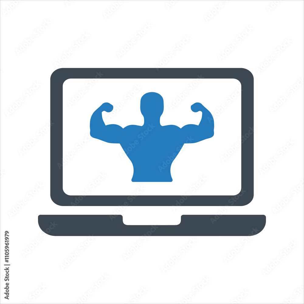 Online fitness icon. Fitness app icon Online fitness icon. Fitness app icon