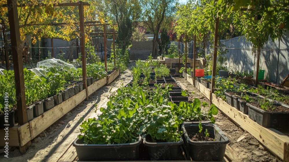 A community garden project focuses on ecological sustainability emphasizing the importance of growing food locally and using eco-friendly methods