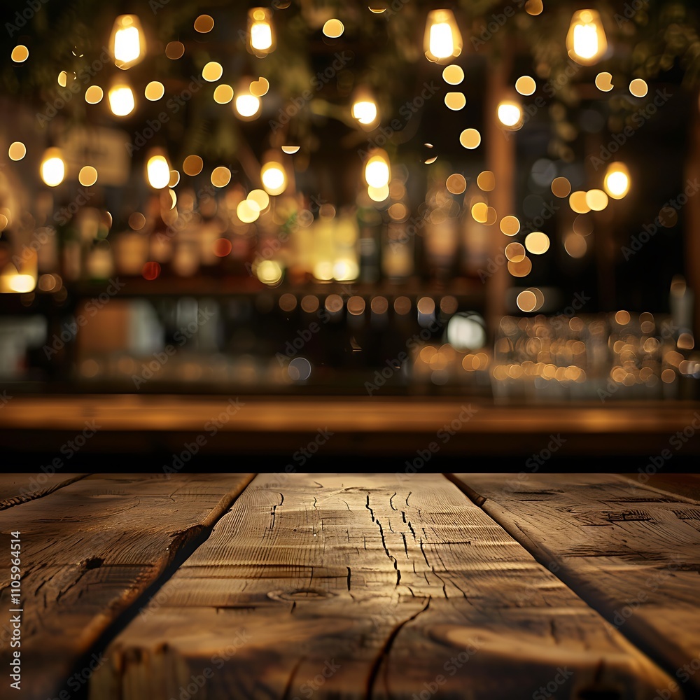 Empty wooden table with christmas theme in background, Warm Glow: A Cozy Evening at a Wooden Table Empty wooden table with christmas theme in background, Warm Glow: A Cozy Evening at a Wooden Table