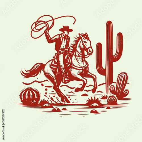 Western Cowboy riding a galloping horse