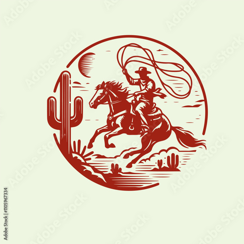 Western Cowboy riding a galloping horse