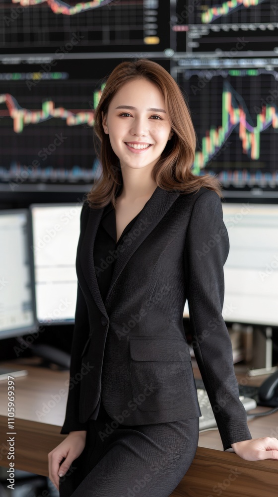 Confident businesswoman in office setting. Confident businesswoman in office setting.