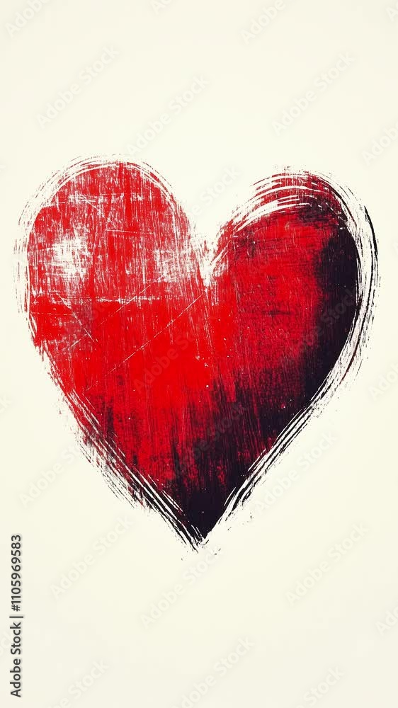 Seamless looping vertical motion red heart background, valentines day background video with copy space