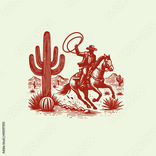 Western Cowboy riding a galloping horse