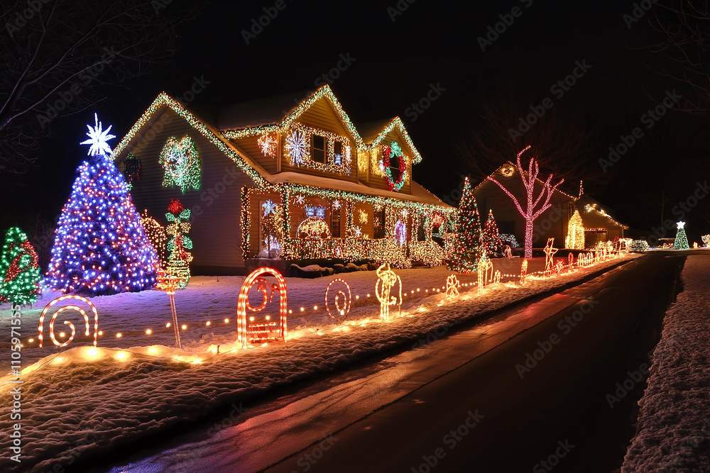 Colorful Christmas light. generative AI Colorful Christmas light. generative AI