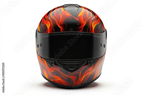 A motorcycle helmet with flames on it photo