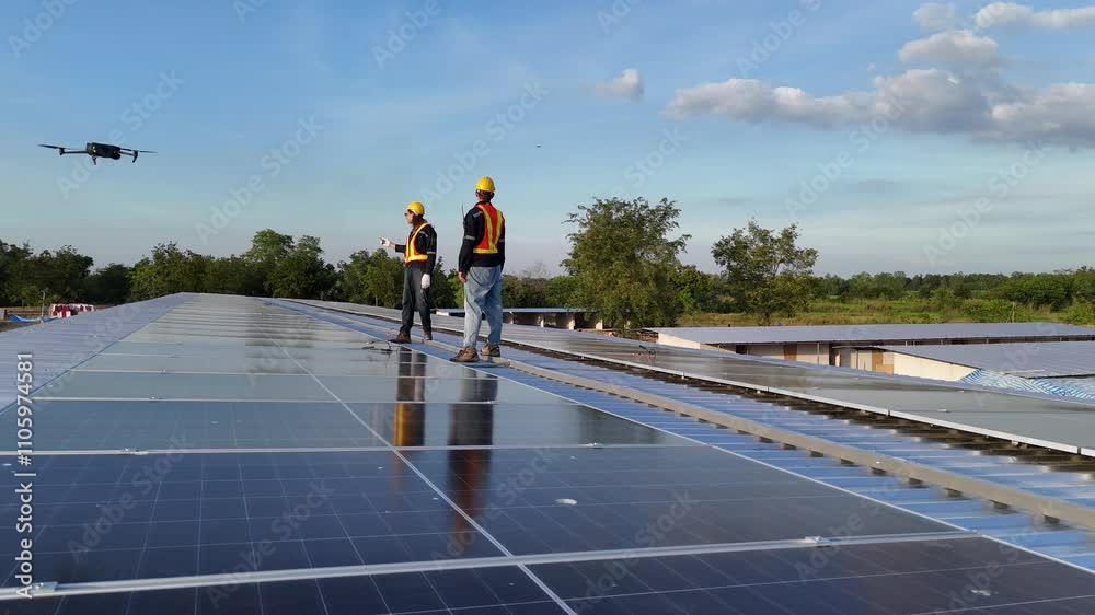 custom made wallpaper toronto digitalEngineers installing solar panels on a rooftop, ensuring optimal energy production from renewable sources. Emphasizing sustainability and clean energy solutions in urban infrastructure projects.