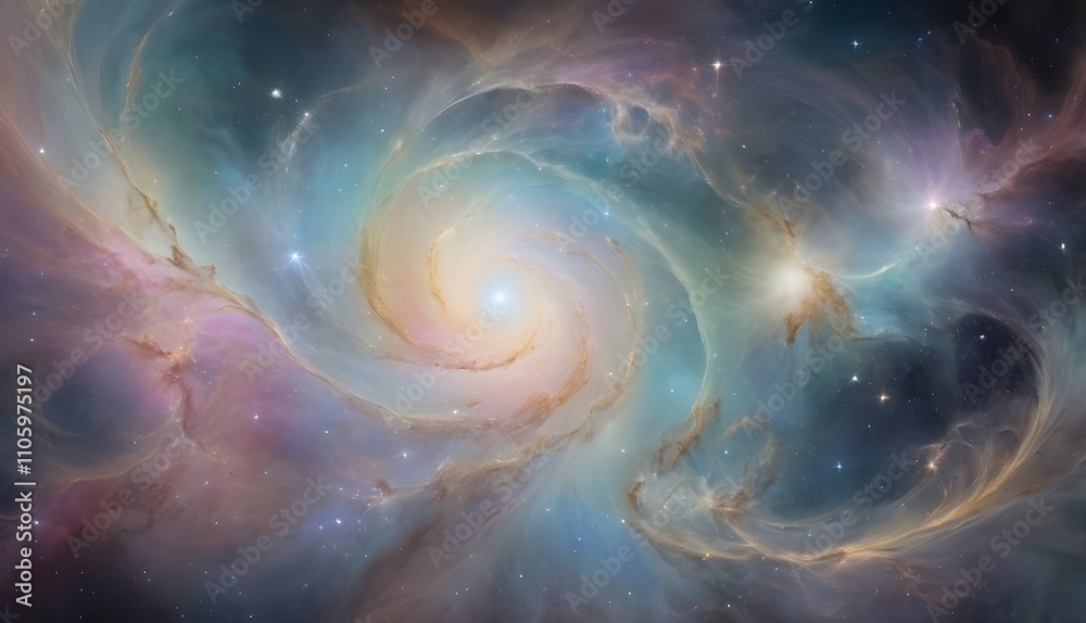 Obraz premium ethereal nebula glowing softly with pastel shades for use in abstract art