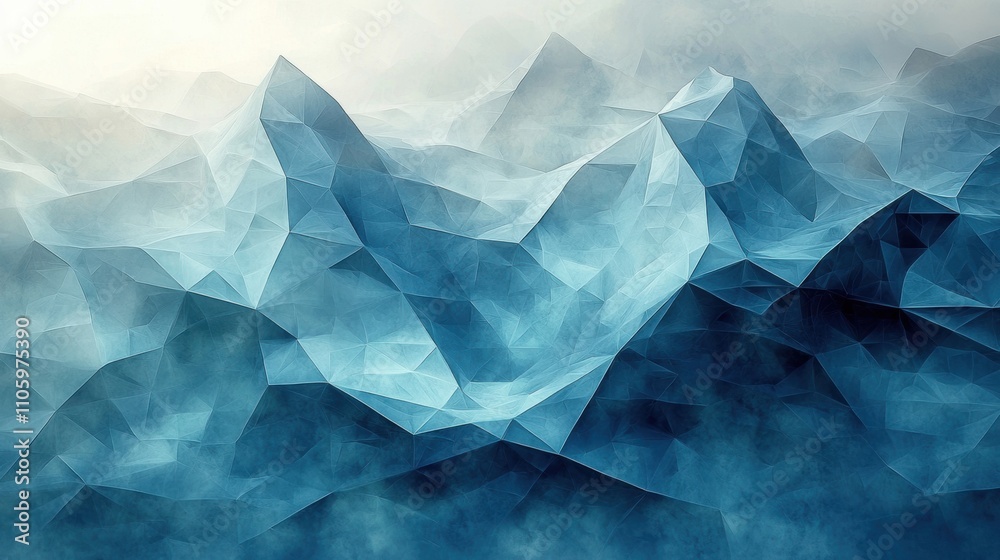 Fototapeta premium Abstract Geometric Landscape with Blue Tones and Soft Texture
