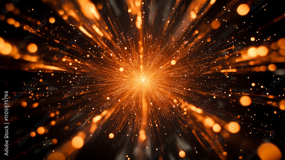 This stunning visual captures a vibrant explosion of orange particles radiating outward, creating an energetic and dynamic atmosphere. Perfect for abstract themes. This stunning visual captures a vibrant explosion of orange particles radiating outward, creating an energetic and dynamic atmosphere. Perfect for abstract themes.