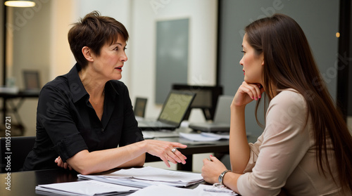 Women Discussing Business in Office