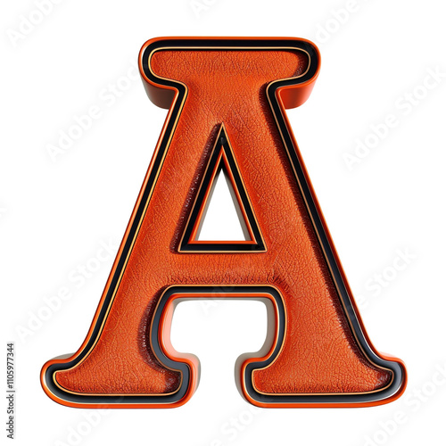 3D Letter A Isolated on Transparent Background