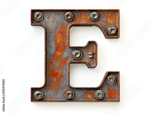 Rusted letter made of metal.