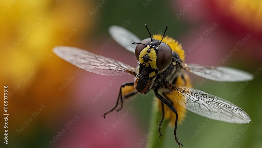 Dronefly resting on a flower. Dronefly resting on a flower.