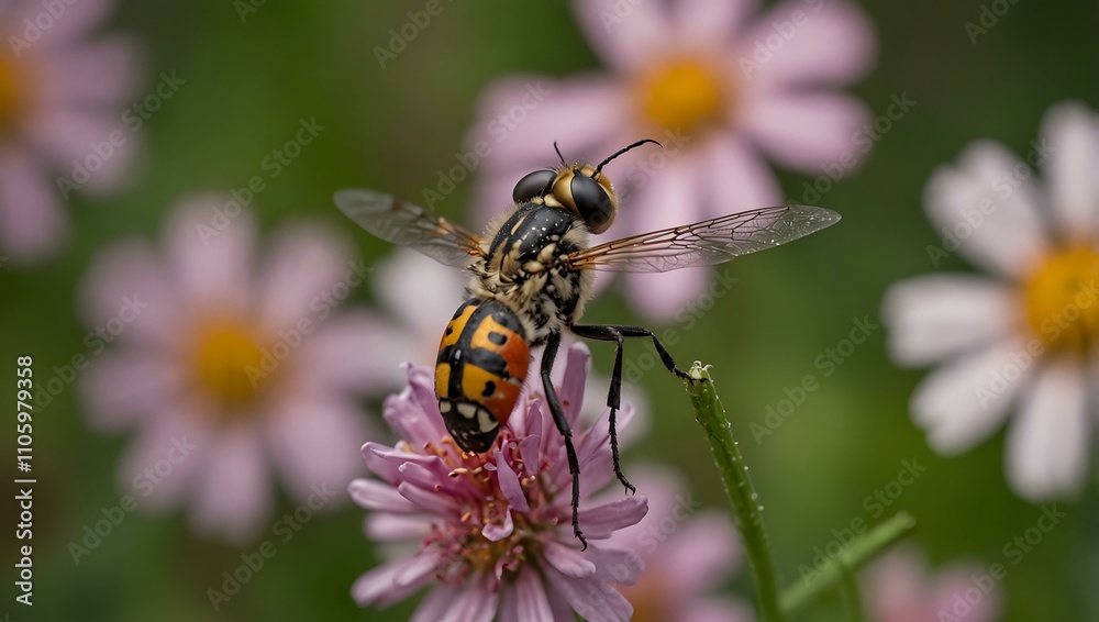Dronefly resting on a flower. Dronefly resting on a flower.