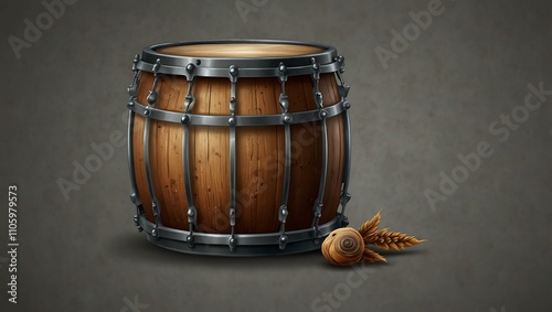 Drum icon for Oktoberfest-themed designs. photo