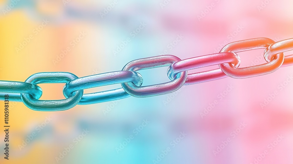Fototapeta premium Abstract design of broken links and chains, symbolizing website navigation problems, vibrant and sharp tones