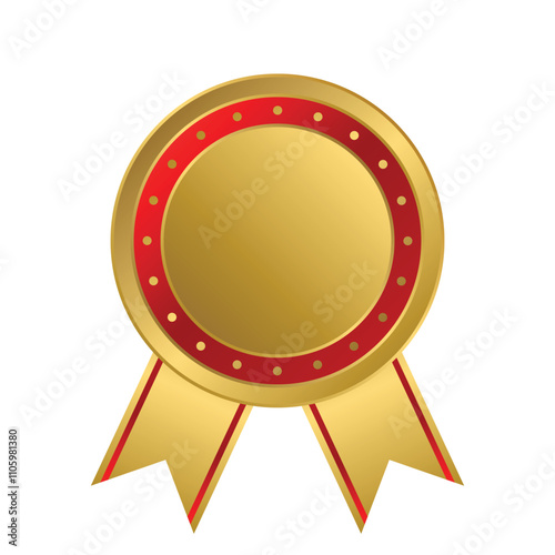 Red and gold badge with ribbon