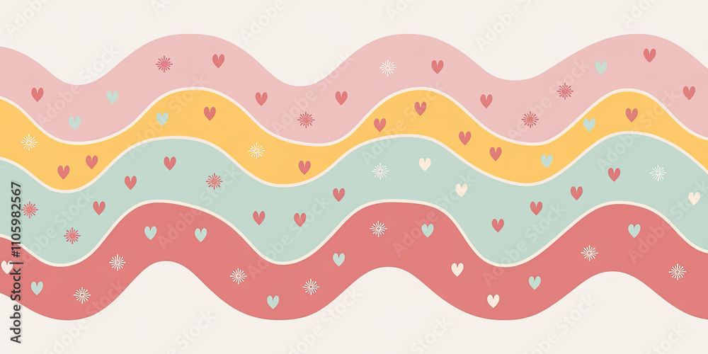 Cheerful Washi Paper Pattern with Pastel Waves Cheerful Washi Paper Pattern with Pastel Waves